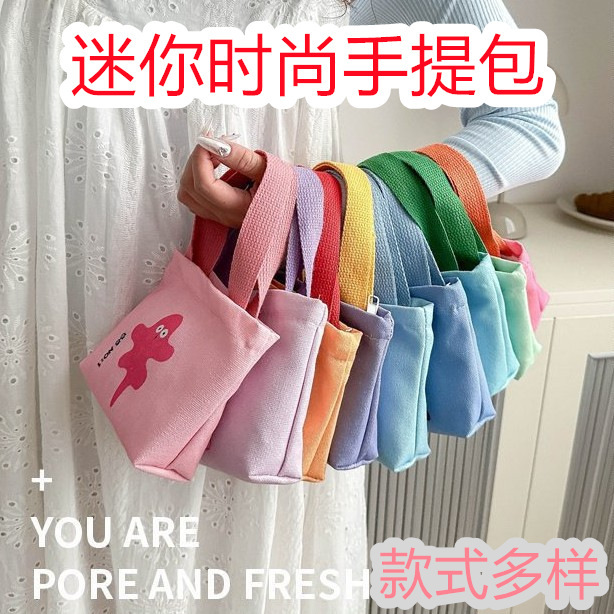 手提迷你时尚外出小手提包女新款杂物帆布包上班族新款收纳小拎包|undefined