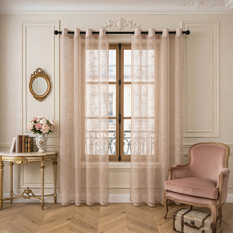 French-style Vintage Window Curtains With Perforations For Living Room And Bedroom_voghion.com