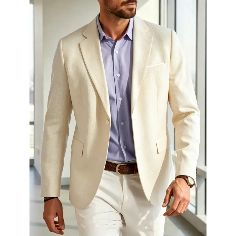 Men's Cotton-Linen Slim-Fit Business Trendy Fashion Suit Jacket Men's Cotton-Linen Slim-Fit Business Trendy Fashion Suit Jacket