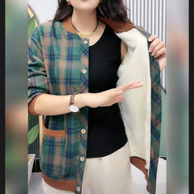 妈妈秋冬新款加绒外套宽松休闲夹克上衣中老年女款保暖外套上衣40