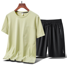 （实体精品L-8XL）休闲运动套装男士夏季跑步加肥加大码胖子夏装