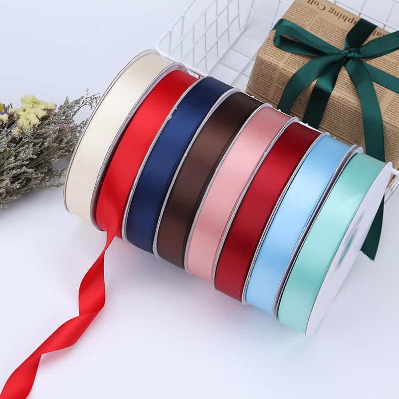 2,5 cm de doble cara cinta de poliéster arco DIY tejido cinta de seda ramo fresco fruta caja de regalo accesorios de ropa embalaje