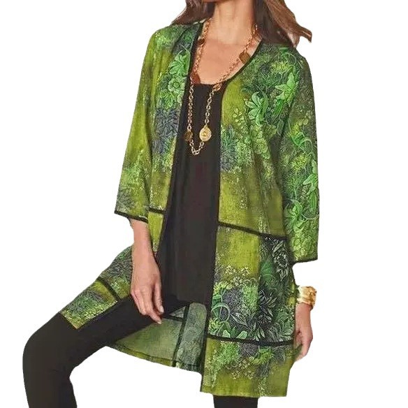 Camisa larga de mujer transfronteriza Camisa de protección solar impresa a prueba de rayos UV Abrigo de mujer 3/4 manga de media longitud aire acondicionado chal de mujer