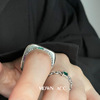 Ring with letters, fashionable chain, Korean style, silver 925 sample, on index finger
