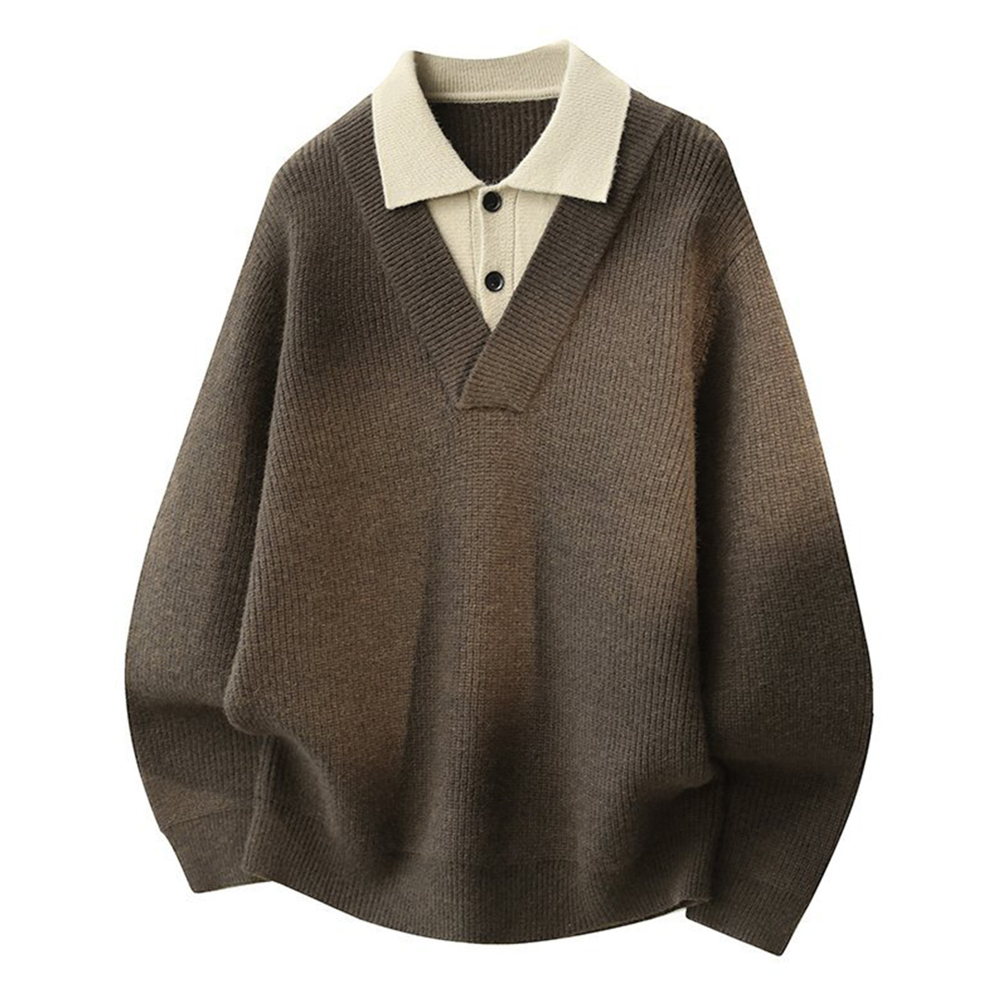 Explosiones transfronterizas de tamaño europeo tamaño grande polo solapa falsa dos piezas camisetas de punto suéter hombre viejo viento otoño invierno fábrica al por mayor