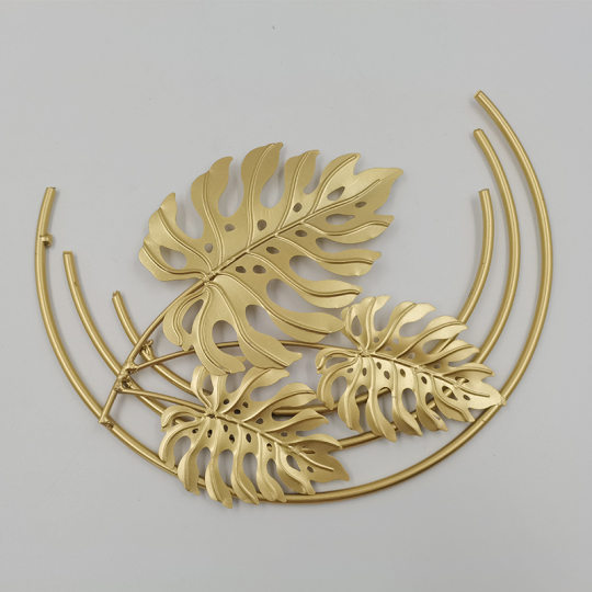 Wrought Iron Wall Decoration Cross-border Nordic Entrance Wall Hanging Home Golden Leaf Living Room Sofa Wrought Iron Decoration Pendant
