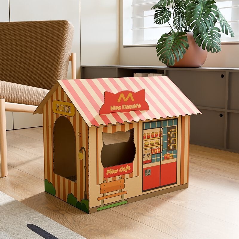 Cat scratching board and cat house all-in-one, suitable for all seasons, vertical cat scratching board, durable and scratch-resistant, cat house sofa