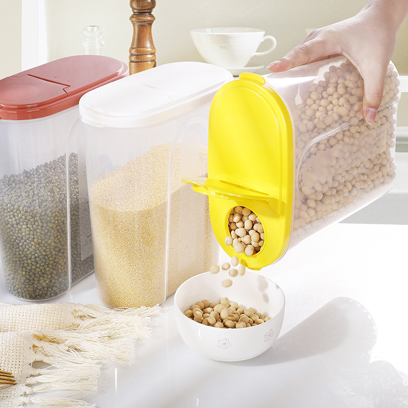 Kitchen grain jar plastic seal rice barrel rice box belt metering…
