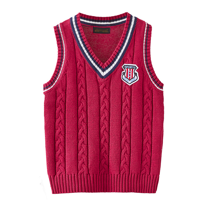 Chaleco de lana de algodón Twist niños y niñas de punto chaleco suéter medio y grande niños kindergarten uniforme escolar coreano al por mayor