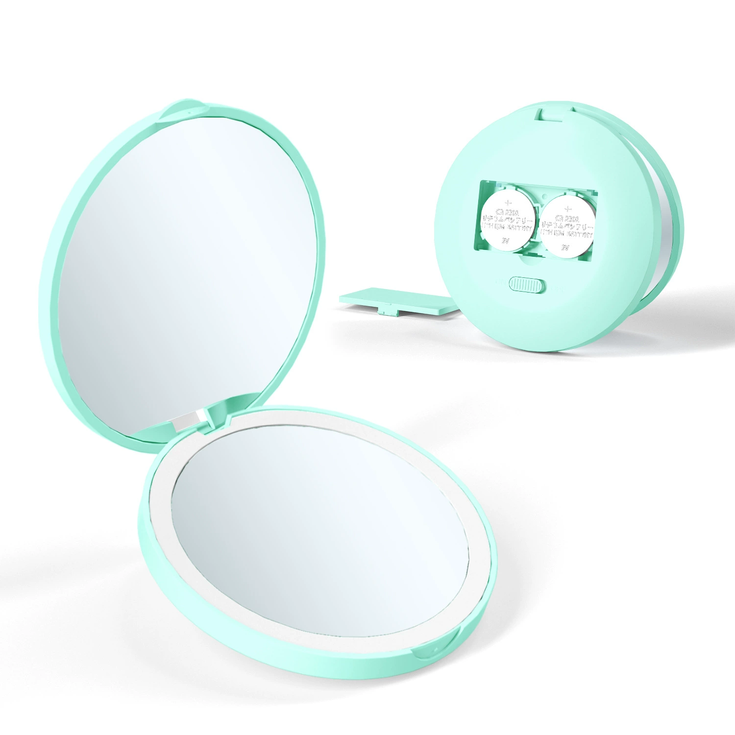 Handheld Folding Mirror (Amazon) 2× Magnification, LED Rechargeable, Portable Compact