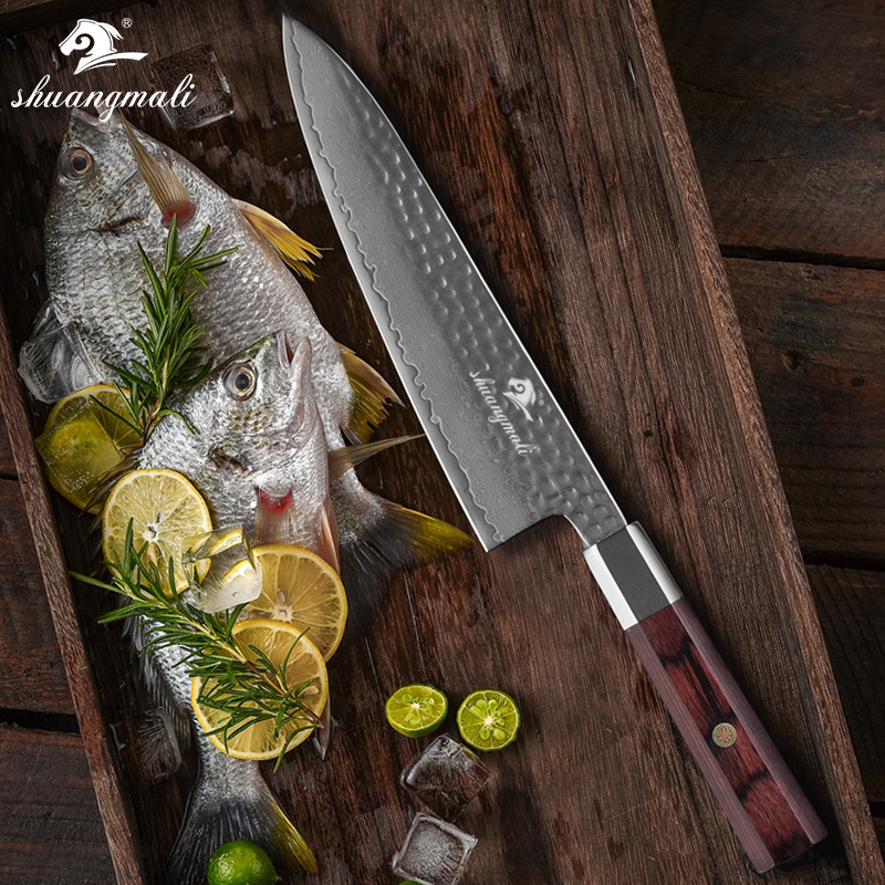 Damascus Steel Knife8-inch Household Kitchen Color Wooden Handle Japanese Chef's Knife Meat Cleaver Yangjiang Shipping