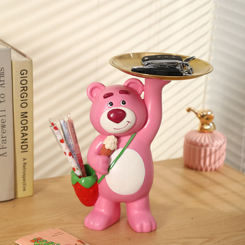 Strawberry bear key storage decoration entrance entrance Entrance home office desktop decoration housewarming gift