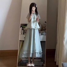 新中式国风套装女夏小个子淑女气质温柔风设计感上衣半身裙两件套