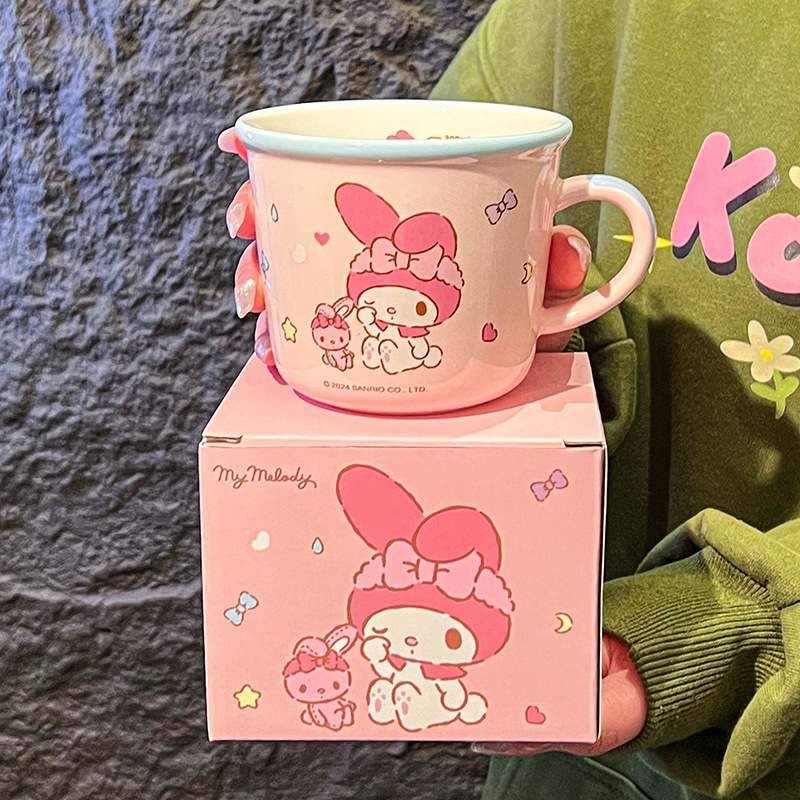 Sanrio serie de tazas de familia tazas de cerámica tazas de desayuno tazas de leche de alta calidad de cara chica hermosa escala de dibujos animados tazas