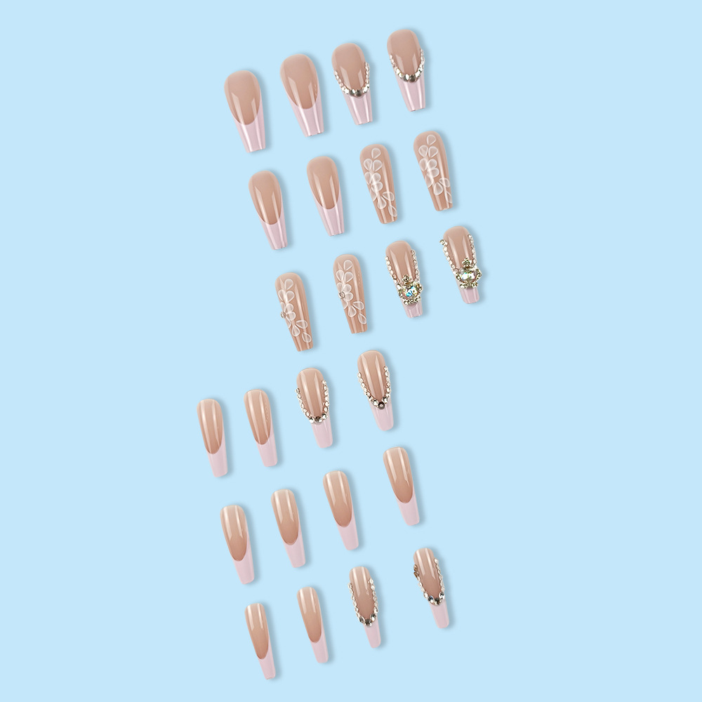 Impresión europea y americana larga T rhinestone usando uñas de uñas desmontable moda temperamento falso parche de uñas terminadas