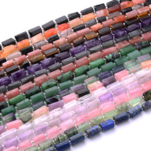 厂家直供天然虎眼石圆柱散珠紫晶黑发晶手工编织手链项链饰品配饰