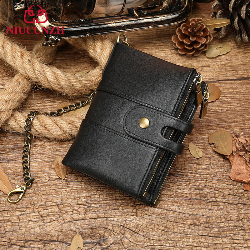 Men's Wallet Genuine Leather Western Cowboy Rfid Anti-Theft Long Wallet First Layer Cowhide Wallet with Clasp for Men