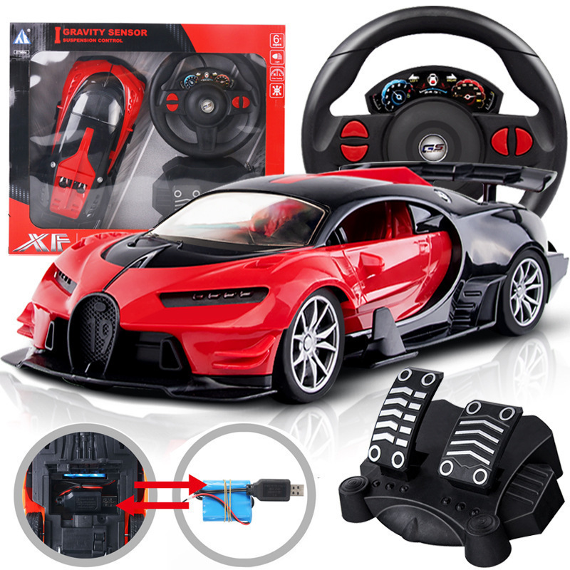 Cross-Border Satchel Gift Box Steering Wheel Remote Control Car 1:16 Charging Four-Way High-Speed Car Gravity Sensing Electric Toy