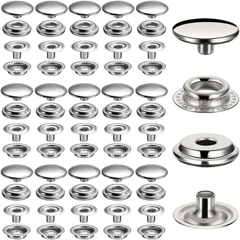 100pcs15mm不锈钢大白扣固定扣子篷布按扣金属四合扣安装工具套装