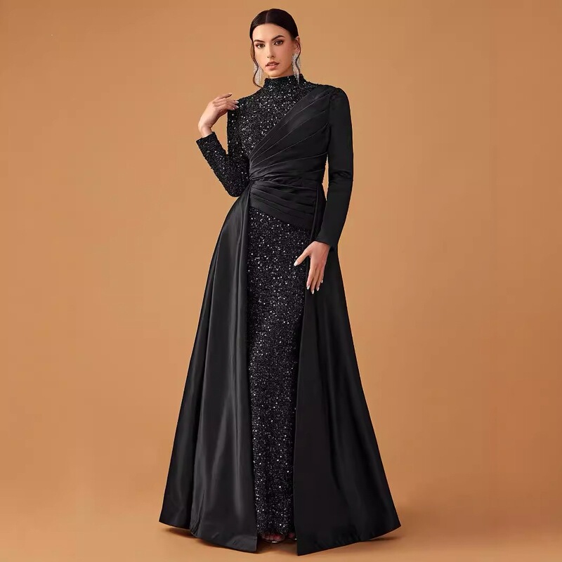 Conservative Style Wedding Dress with a High-End Satin Feel Vestido De Gala Satén Eleg-Mgn1517