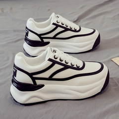 2024 Spring New Versatile White Shoes Women's Sports and Casual Dad Shoes Ins Trendy Thick Sole Internet Celebrities