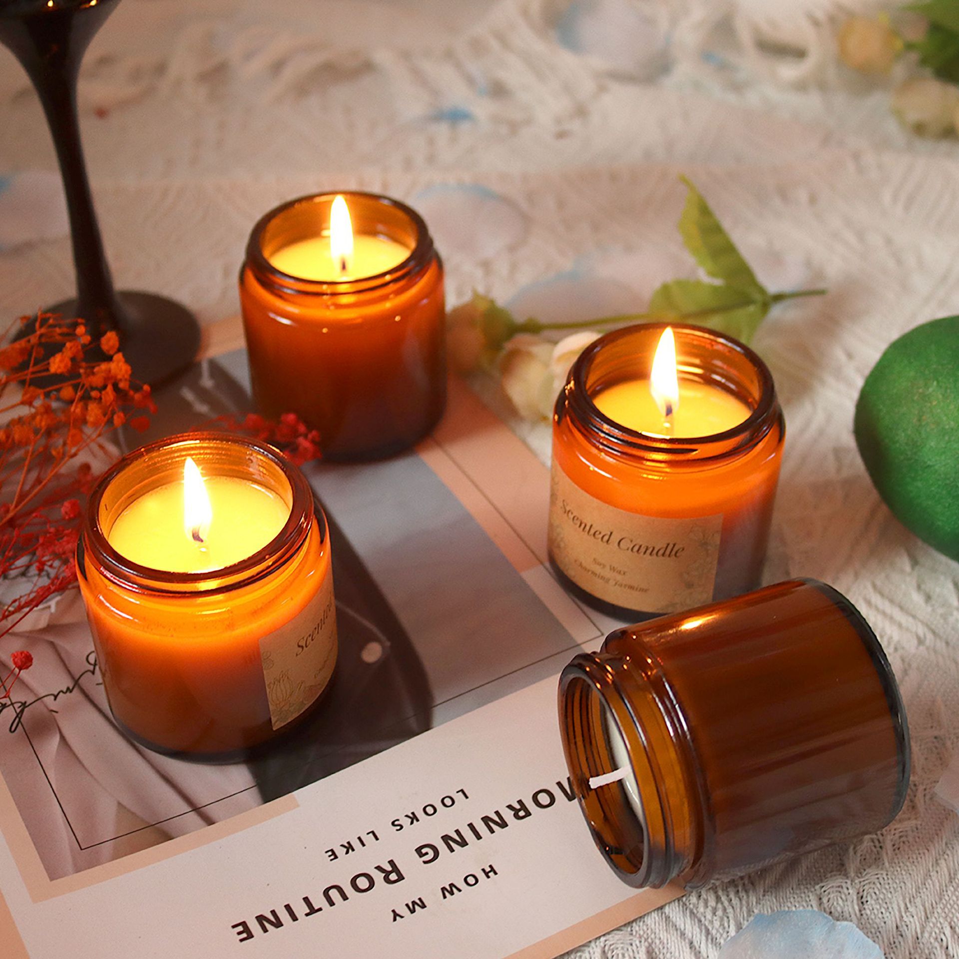 Kraft papel vintage marrón vidrio tarro aromaterapia vela interior hogar Decoración fragancia gourmet polvo aceite vela