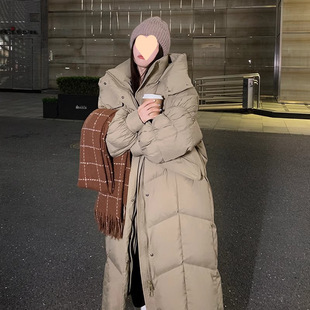 2025 New Large Quilt down Jacket Women's Korean Fashion Thickened Loose Hooded White Duck down Winter Warm Jacket