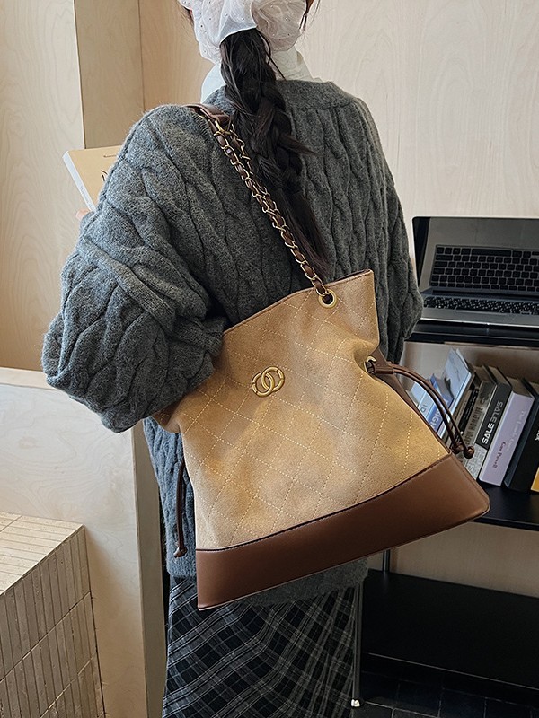 小香风复古磨砂斜挎包包女2025新款单肩包大容量通勤链条托特包|undefined
