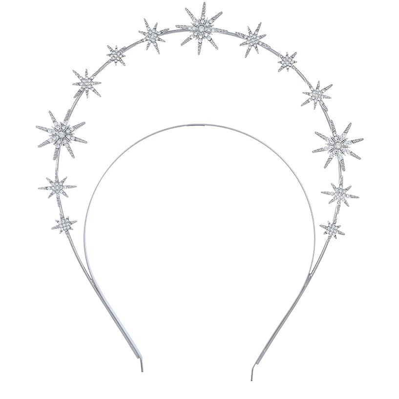 Moda europea y Americana Halo de doble capa diadema estrella del Sol diadema Barroco Diamantes incrustado desfile nupcial