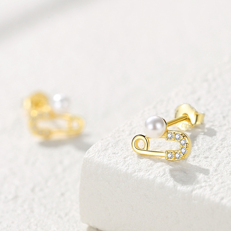 Estilo coreano s925 pendientes de plata esterlina de las mujeres pin simple pequeña oreja hueso Stud nueva moda en forma de espalda pendientes de plata joyería del oído