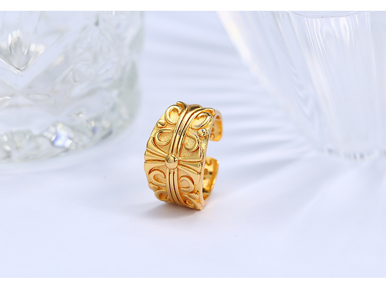 Hip-Hop Letter Copper Gold Plated Open Ring 1 Piece