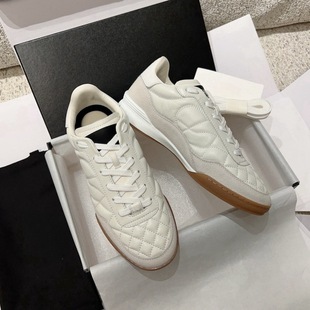 【】Xiaoxiang style diamond-shaped retro baseball shoes tied round toe Forrest Gump shoes Panda color-blocking small white shoes breathable and lightweight