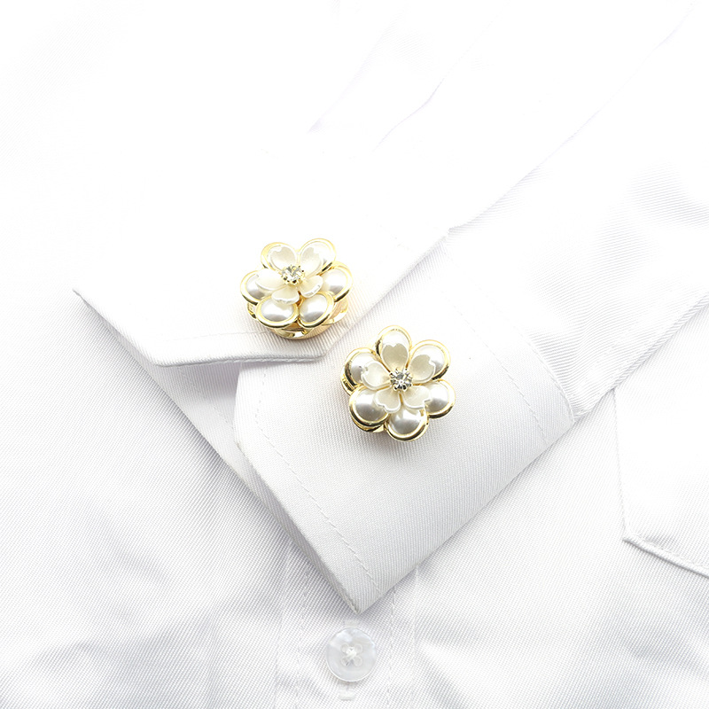All Seasons Season 10 PCS/Package Imitation Pearl Copper Flower Jewelry Buckle Metal Button
