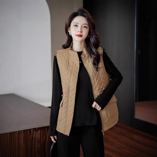 Thin rhombic high-end women's cotton vest