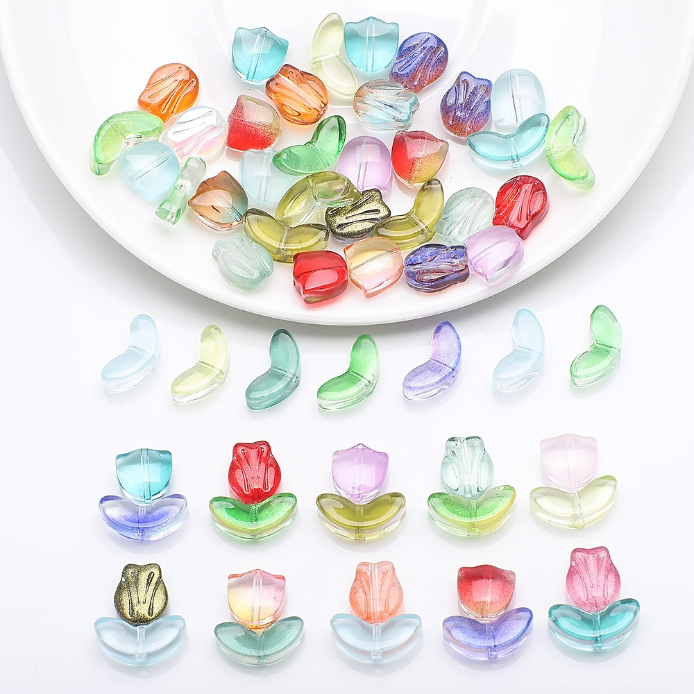 20 Sets Per Pack Quantity 20 Sets Per Pack 5 * 14mm 8 * 10mm Glass Flower DIY Jewelry Accessories Beads