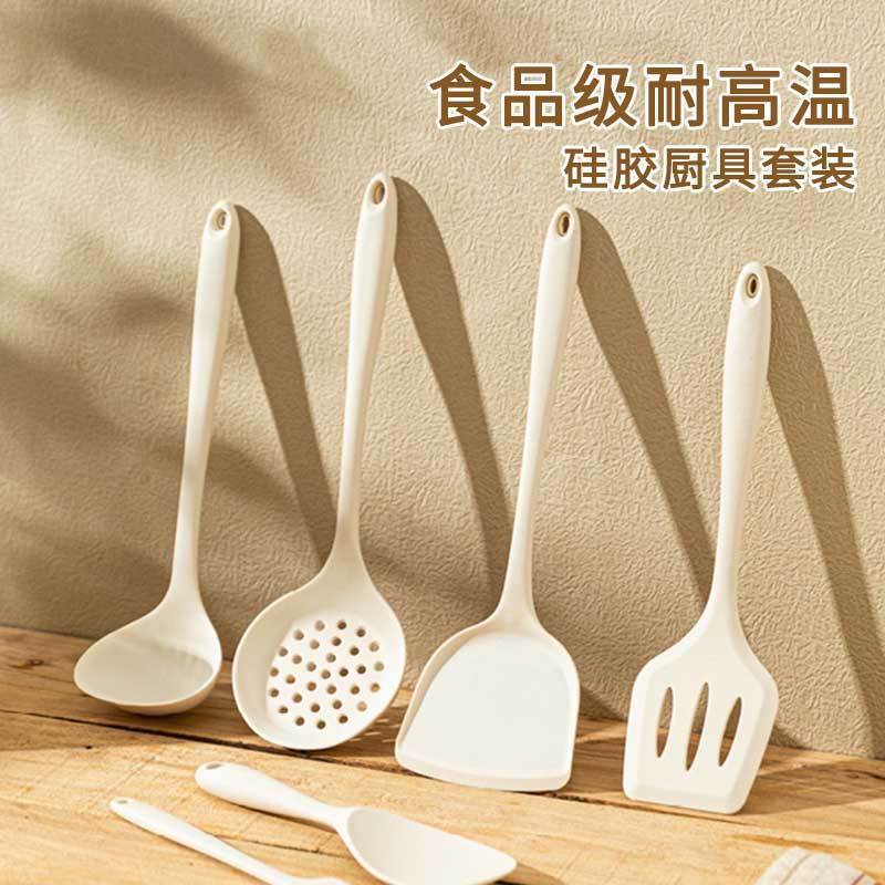 食品級シリカゲル鍋シャベルは鍋専用家庭用調理器具の高温炒め物シャベルスプーンのスプーンセットにくっつかない|undefined