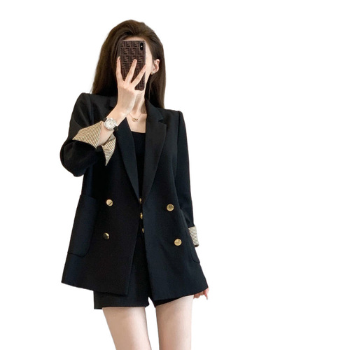 Spring and autumn new style casual coat for women, Korean style black fried street small suit, Internet celebrity temperament small suit