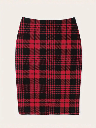 Spring and autumn printed plaid hip package retro skirt