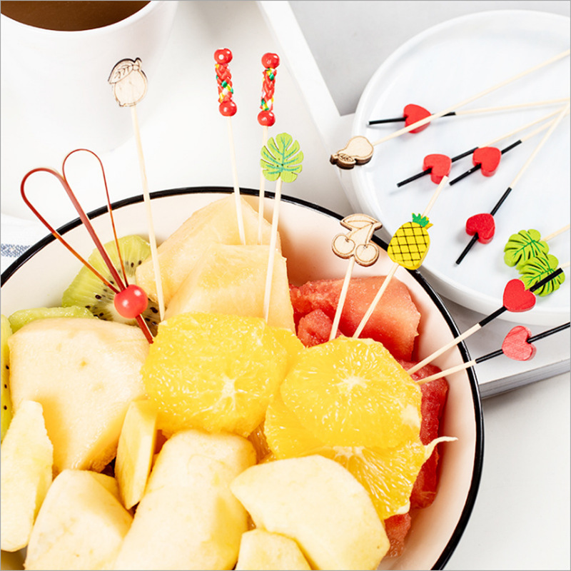 disposable Flower sign fruit Sushi Cocktail decorate Bamboo stick originality Art Toothpick hamburger