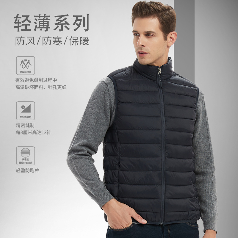 New cotton vest men's cotton-padded jacket stand collar down cotton vest winter warm vest jacket sleeveless cotton coat wholesale