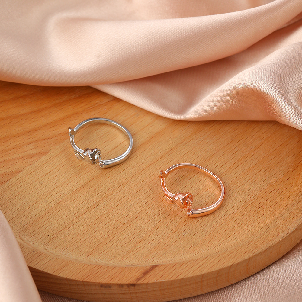 Europe and America Cross Border Open Rose Ring Ins French Retro Flower Ring Internet-Famous Index Fi