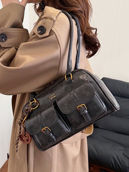 Retro demi-season one-shoulder bag