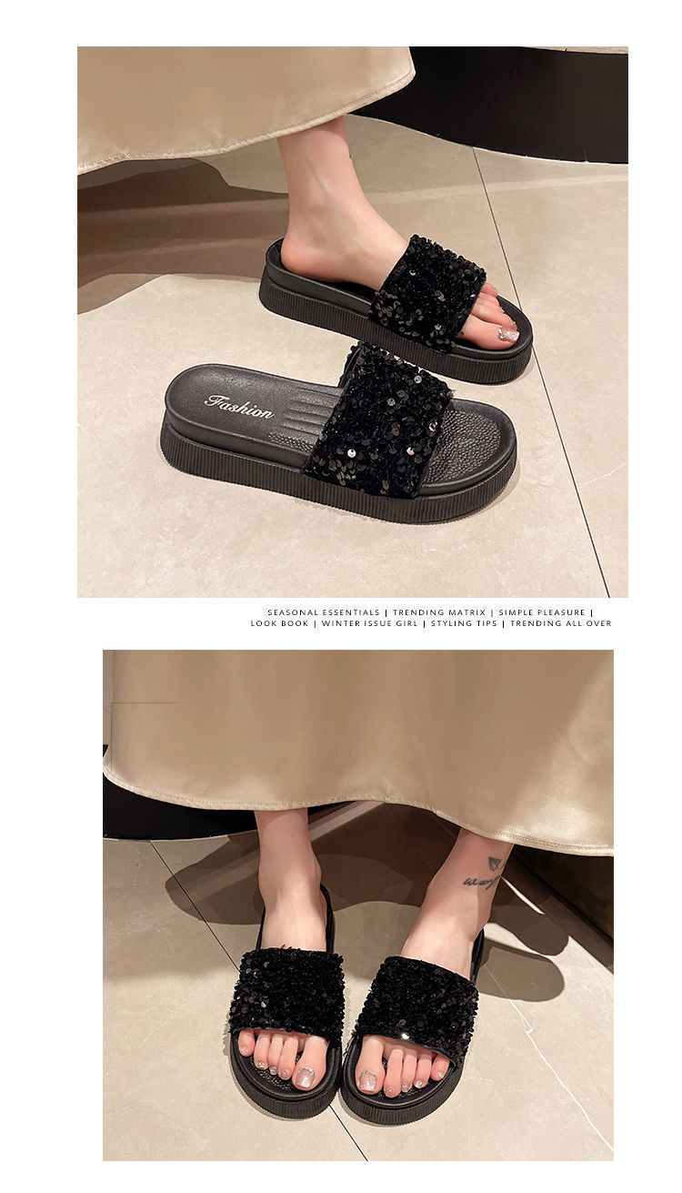 Women's Platform Sequin Sandals High-end Beach Sandals Summer_voghion.com