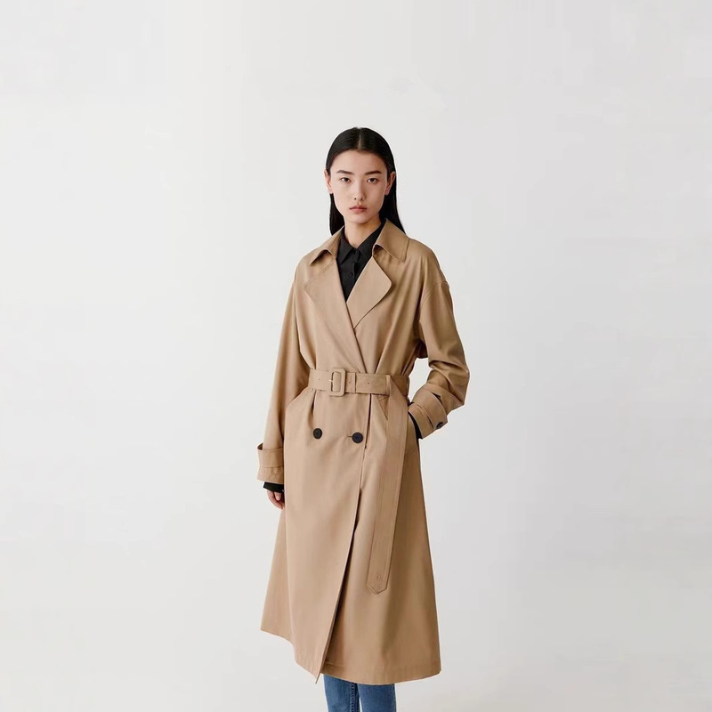[Dewdrop Series] Ic Xiaohuo Women's Clothing 2026 Early Spring New Silk Wool Easy-Care Double-Breasted Draped Trench Coat