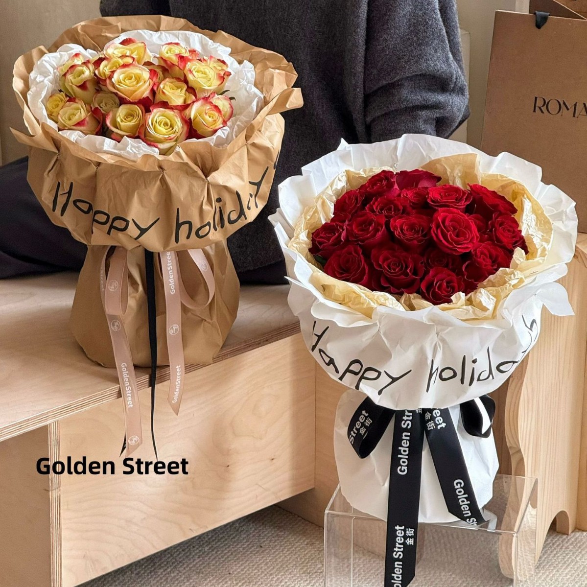 新款2.14情人节褶皱风复古纸ins法式慵懒花束包花纸韩式花艺包装