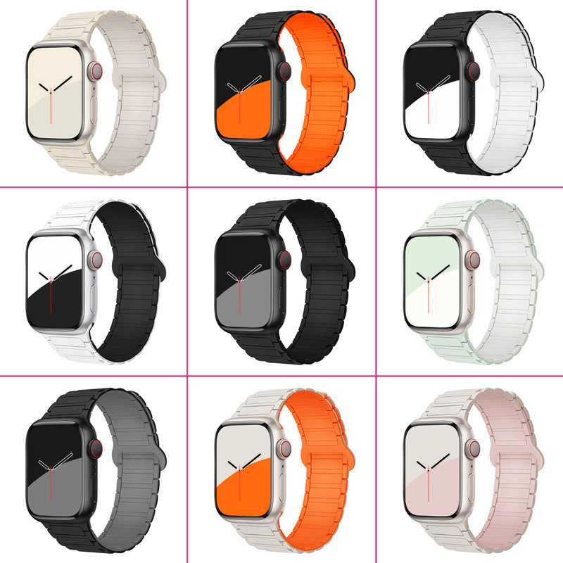 Suitable for Apple Watch Silicone Magnetic Watch Straps, iWatch Full Series S10/Se/Ultra2 Quick-Release Wholesale