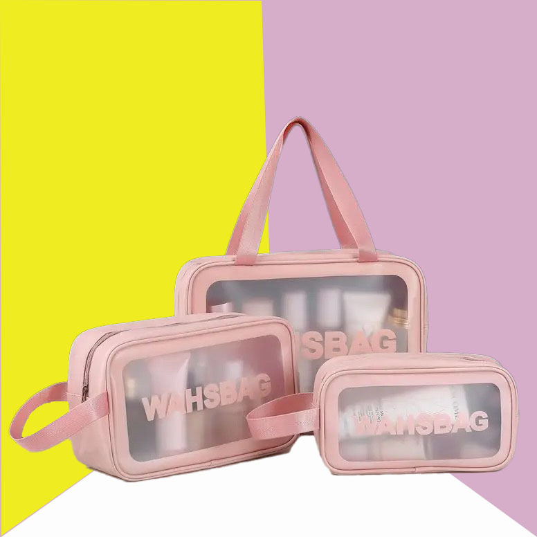 Gran capacidad portátil coreana PU esmerilado transparente impermeable espesado lavado almacenamiento bolsa de maquillaje a prueba de polvo comercio exterior