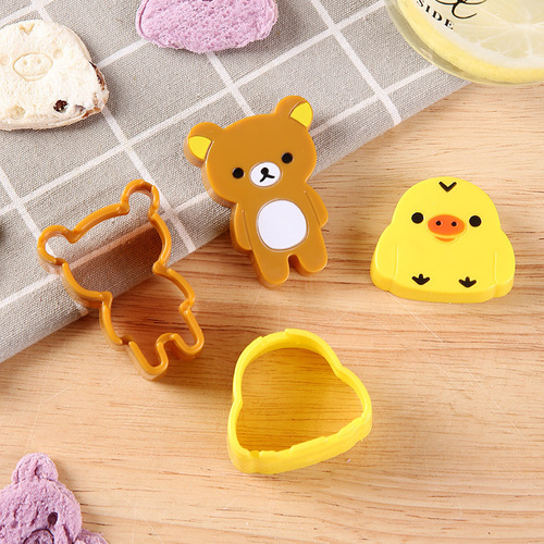 Cute Bear Chick Cookie Mold DIY Bread Sandwich Mold Rice Ball Mold, Set of 2