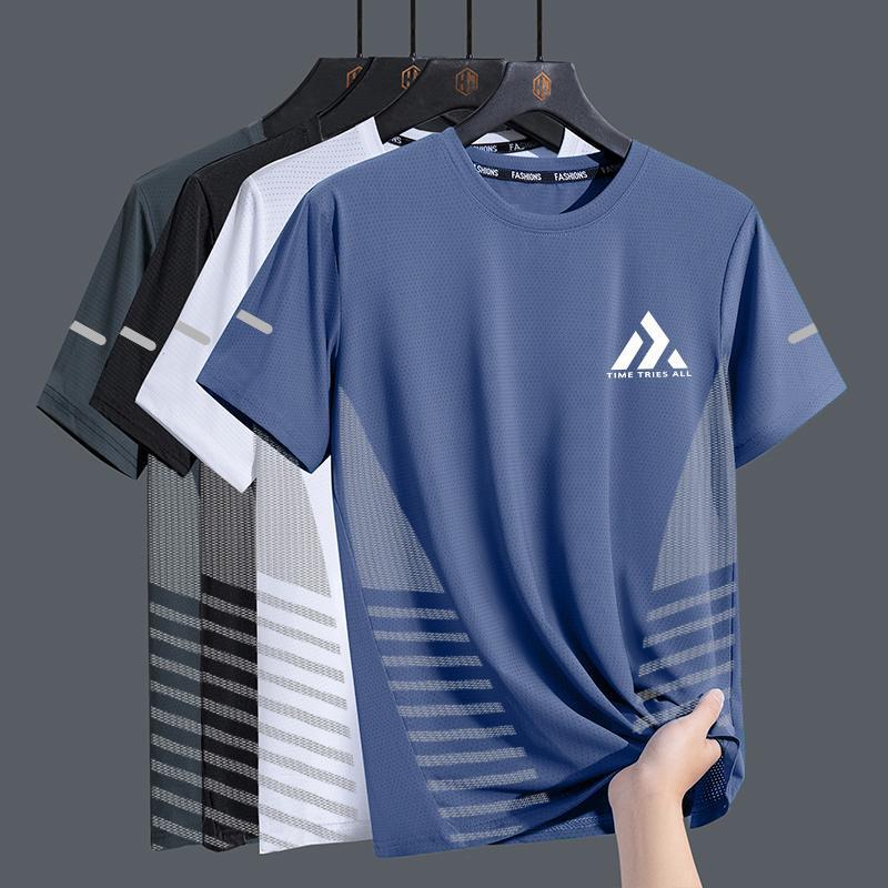 Ice Cool Quick-drying T-shirt Men's Summer Thin Sports Short-sleeved Loose Fitness Clothes Training Running Clothes Outdoor Top