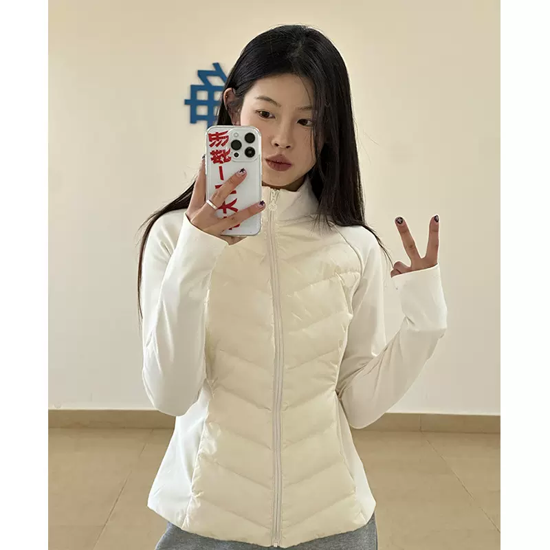 白色排骨轻薄羽绒服女款2025新款冬季内胆修身收腰瑜伽外套内搭女